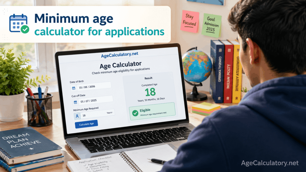 Minimum Age Calculator for Applications - Age Calculator by AgeCalculatory.net