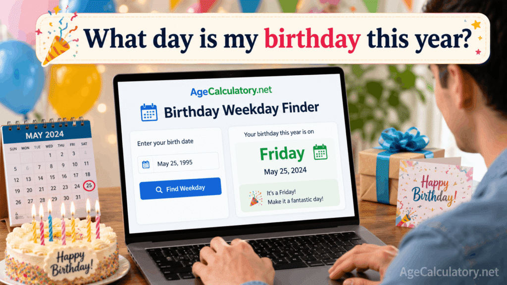 What Day is My Birthday this Year - Age Calculator by AgeCalculatory.net