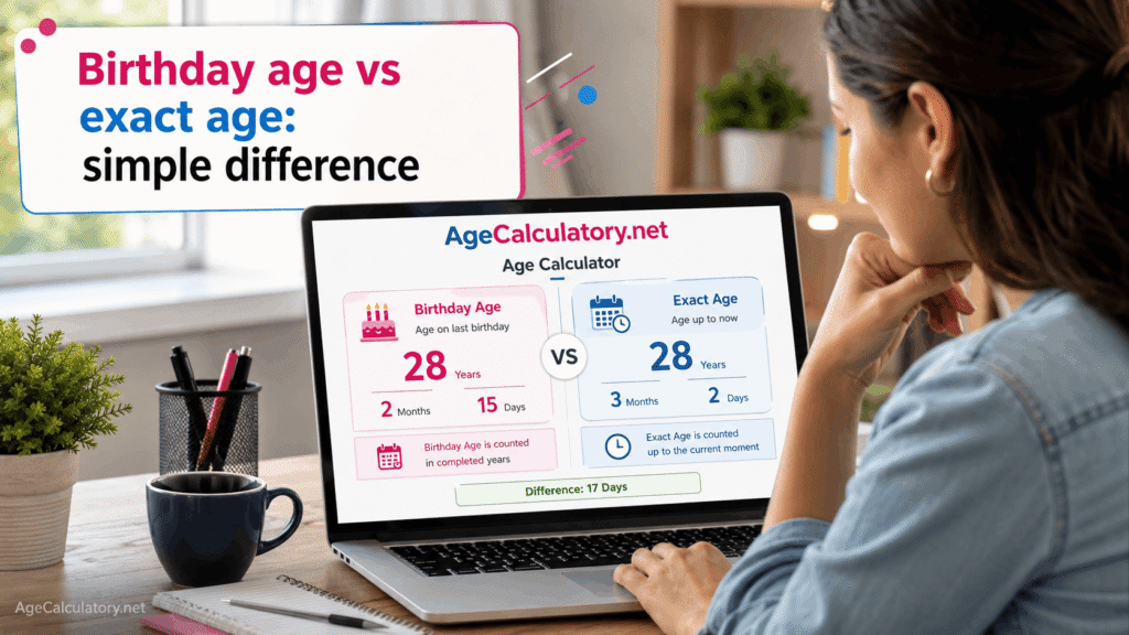 Birthday Age vs Exact Age - Age Calculator by AgeCalculatory.net