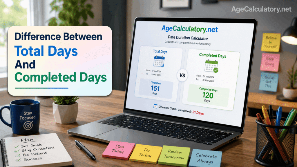 Difference Between Total Days and Completed Days - Age Calculator by AgeCalculatory.net