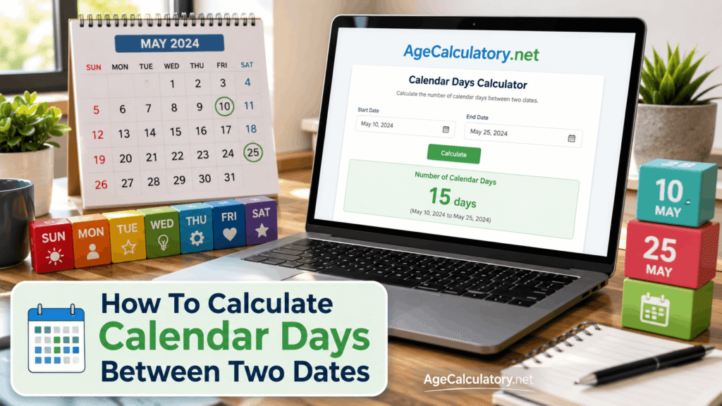 How to Calculate Calendar Days Between Two Dates - Age Calculator by AgeCalculatory.net