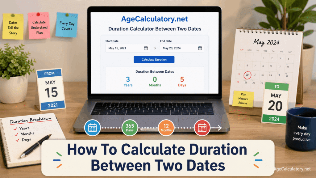How to Calculate Duration Between Two Dates - Age Calculator by AgeCalculatory.net