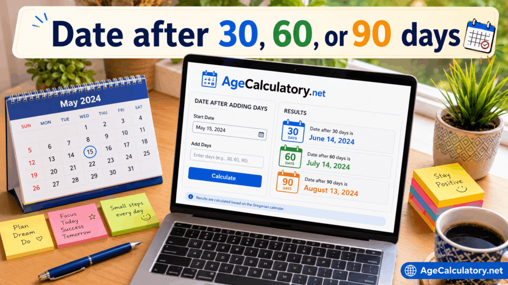 Date after 30, 60, or 90 Days - Age Calculator by AgeCalculatory.net