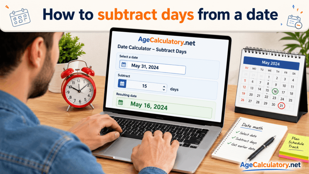 How to Subtract Days from a Date - Age Calculator by AgeCalculatory.net